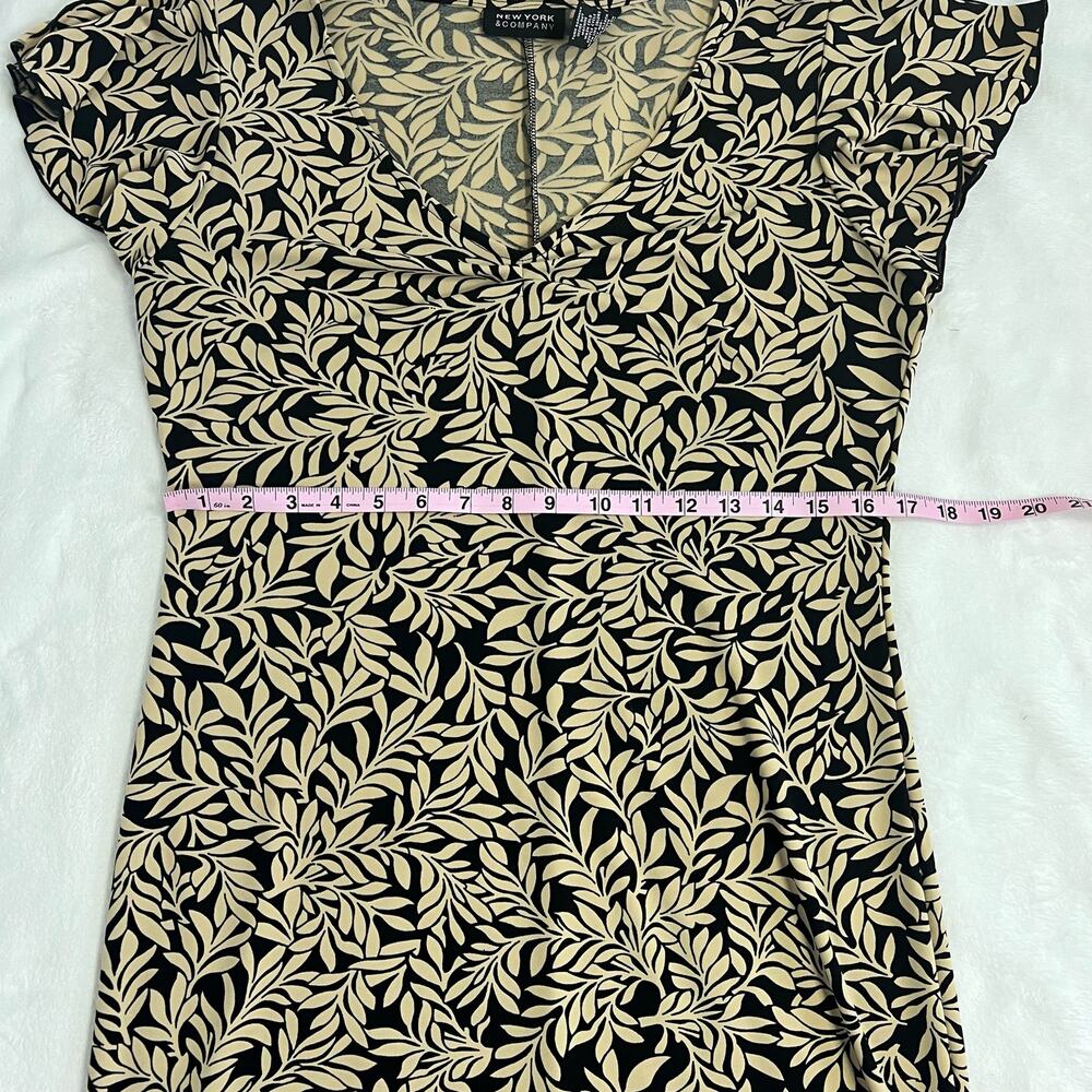 New York and Co Short Sleeve Black and Tan V-Neck Shift Dress Size Large - Picture 7 of 7